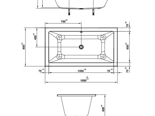 Kích thước bồn tắm âm hình vuông Nagoya 1500 Hafele 588.79.603