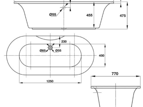Kích thước bồn tắm âm tròn Hafele 588.55.603