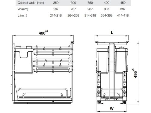Kích thước giá dao thớt Inox 304 Hafele Omero 547.11.005 400mm