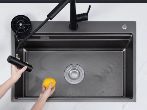 Ảnh thực tế chậu rửa bát 1 hố Kluger KWF8161FB-S76 Plus
