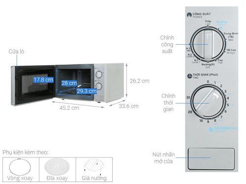 Chi tiết lò vi sóng mini 20L Sharp R-G228VN-SL