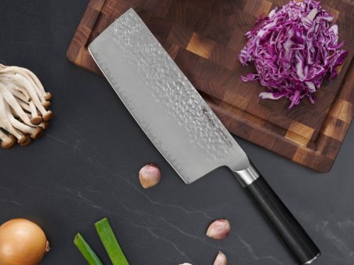 Ảnh dao thái thép Nhật Konox Damascus Eiko Series 7″ Chopper