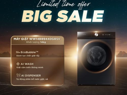 Máy Giặt Samsung Bespoke AI Inverter 14 kg WW14BB944DGBSV cửa trước