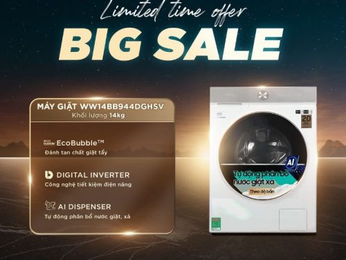Máy Giặt Samsung Inverter 14 kg WW14BB944DGHSV cửa trước