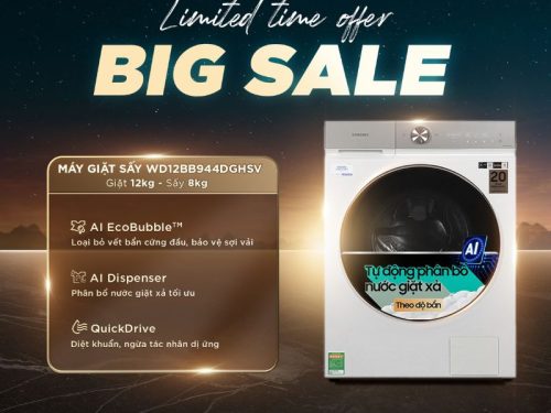 Máy Giặt Sấy Samsung Inverter Giặt 12 Kg - Sấy 8 Kg WD12BB944DGHSV