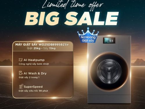 Máy Giặt Sấy Samsung Inverter Giặt 25 Kg - Sấy 15 kg WD25DB8995BZSV