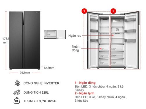 chi tiet tu lanh 2 canh side by side 525 lit hitachi hrsn9552dwdxvn 1