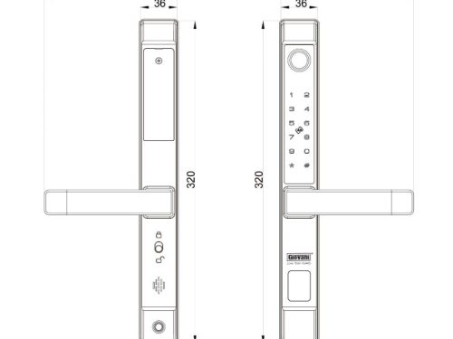 Khóa vân tay cửa nhôm GIOVANI GSL-208B 5 kich thuoc khoa van tay cua nhom giovani gsl 208b