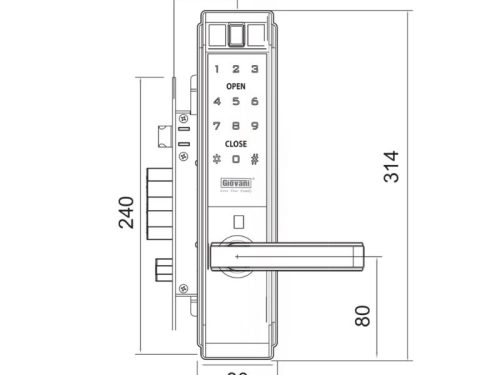Kích thước khóa vân tay thông minh GIOVANI GSL-K66FG