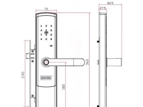 Kích thước khóa vân tay thông minh GIOVANI GSL-U801B